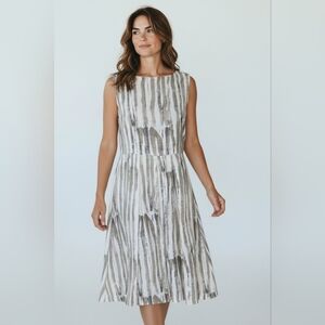 Lafayette 148 Absract Striped Midi Length Dress